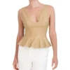 BCBGMAXAZRIA Blusa Crop Top Peplum Sin Mangas Mujer