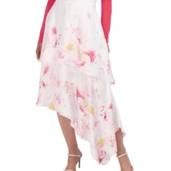 BCBGMAXAZRIA Falda Midi Asimétrica Con Flores De Corte Recto Mujer -Tienda Barata Femvesti 43048278 x4