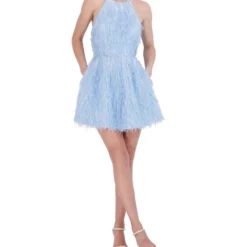 BCBGMAXAZRIA Vestido Mini De Noche Con Plumas Mujer