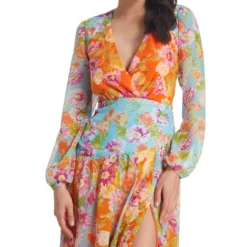 Vestido De Fiesta Maxi Con Flores Manga Larga Mujer -Tienda Barata Femvesti 43057960 x3