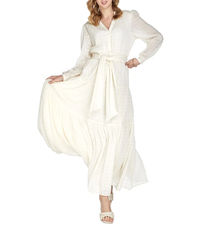 Vestido Maxi Estructurado De Manga Larga Mujer 3 Vestido Maxi Estructurado De Manga Larga Mujer - Imagen 3