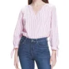 Blusa Con Líneas Manga 3,4 Mujer