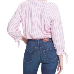 Blusa Con Líneas Manga 3,4 Mujer -Tienda Barata Femvesti 43074083 x2