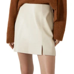 Falda Mini De Corte Recto De Piel Mujer