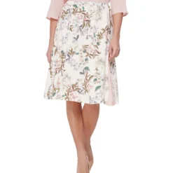 Falda Midi De Corte Recto Floral Mujer