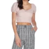 Blusa Crop Top De Manga Corta Mujer