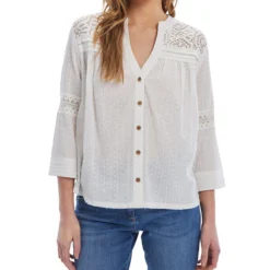 Blusa Con Microdiseños Manga 3,4 Mujer