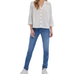 Blusa Con Microdiseños Manga 3,4 Mujer -Tienda Barata Femvesti 43082199 x3