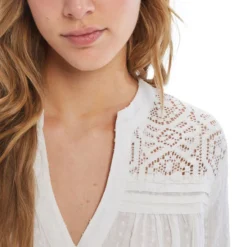 Blusa Con Microdiseños Manga 3,4 Mujer -Tienda Barata Femvesti 43082199 x4