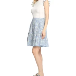 Falda Midi De Corte "A" Con Flores Mujer -Tienda Barata Femvesti 43086040 x3