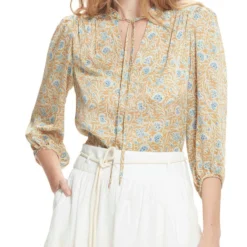 Blusa De Cuello Mao Y Manga 3,4 Mujer -Tienda Barata Femvesti 43086080 x4