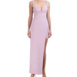 BCBGMAXAZRIA Vestido De Fiesta Largo Lila Sin Mangas Liso Mujer