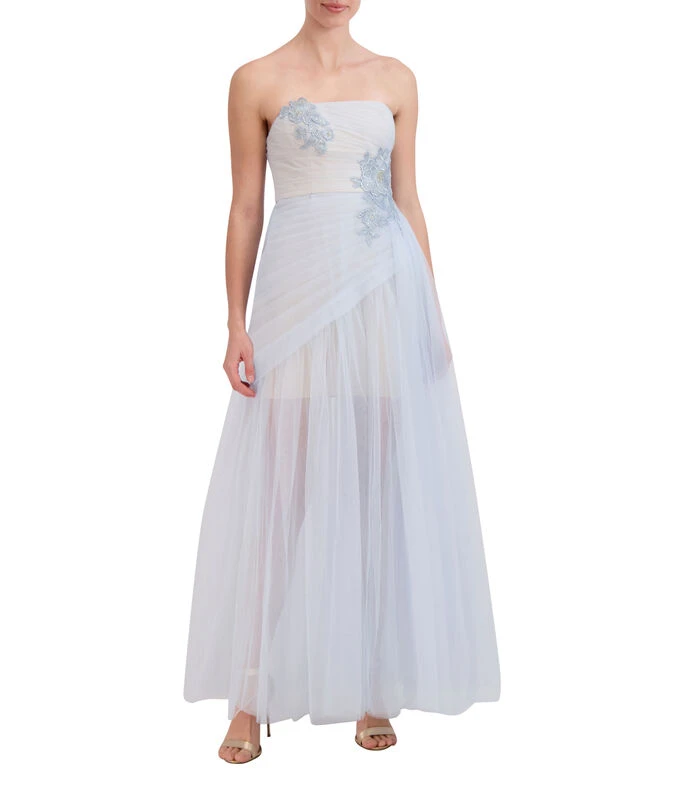 BCBGMAXAZRIA Vestido De Fiesta Largo Azul Sin Mangas Liso Mujer 1 BCBGMAXAZRIA Vestido De Fiesta Largo Azul Sin Mangas Liso Mujer