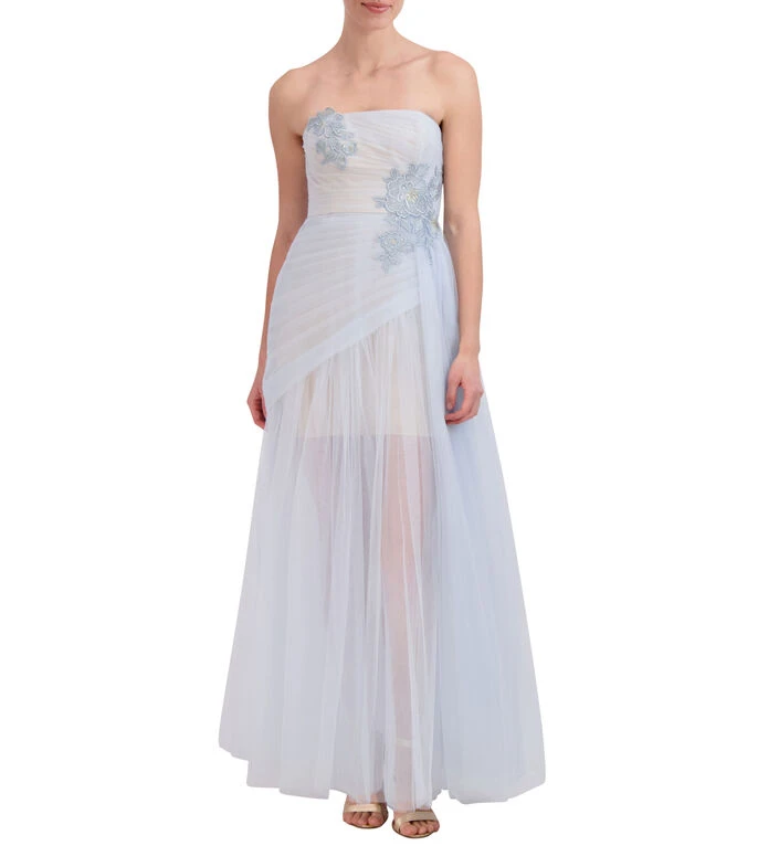 BCBGMAXAZRIA Vestido De Fiesta Largo Azul Sin Mangas Liso Mujer 4 BCBGMAXAZRIA Vestido De Fiesta Largo Azul Sin Mangas Liso Mujer - Imagen 4