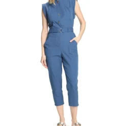 Jumpsuit Recto Con Botones Metálicos Mujer