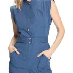 Jumpsuit Recto Con Botones Metálicos Mujer -Tienda Barata Femvesti 43090680 x4