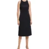 THEORY Vestido Midi Negro X Back Mujer