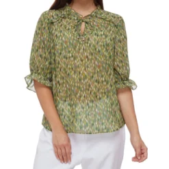 Blusa Con Rombos Manga 3,4 Mujer