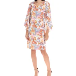 Vestido Midi Con Flores De Manga 7,8 Mujer