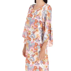 Vestido Midi Con Flores De Manga 7,8 Mujer -Tienda Barata Femvesti 43098496 x3