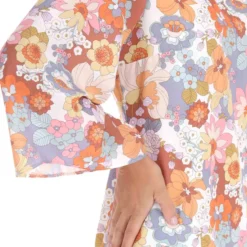 Vestido Midi Con Flores De Manga 7,8 Mujer -Tienda Barata Femvesti 43098496 x4