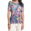 Blusa Con Flores Manga Corta Mujer
