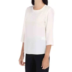 Blusa De Cuello Redondo Y Manga 3,4 Mujer