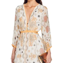 Sandro Vestido Maxi Estampado Mujer -Tienda Barata Femvesti 43101225 x5