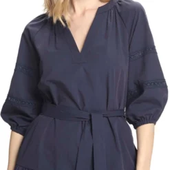 Vestido Mini Azul Marino Liso Con Calados Cala Mujer -Tienda Barata Femvesti 43101578 x4