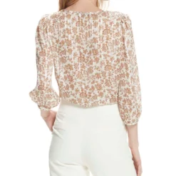 Blusa Con Estampado Floral Manga 3,4 Mujer -Tienda Barata Femvesti 43106737 x2