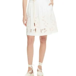 Falda Midi Con Bordado Floral De Sliueta A Mujer