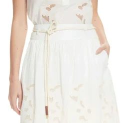 Falda Midi Con Bordado Floral De Sliueta A Mujer -Tienda Barata Femvesti 43108206 x4