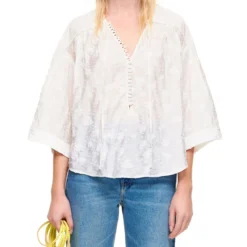 Blusa De Manga 3,4 Jacquard Mujer