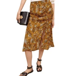 Maje Falda Midi De Corte Recto Con Animal Print Mujer
