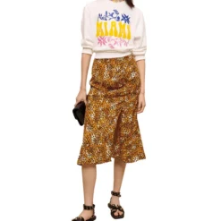 Maje Falda Midi De Corte Recto Con Animal Print Mujer -Tienda Barata Femvesti 43115527 x3
