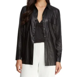 Blusa Con Efecto Piel Manga Larga Mujer