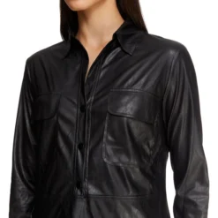 Blusa Con Efecto Piel Manga Larga Mujer -Tienda Barata Femvesti 43119668 x4