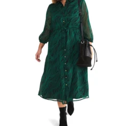 Vestido Midi Camisero De Manga 7,8 Tana Swirl Mujer 8 Vestido Midi Camisero De Manga 7,8 Tana Swirl Mujer -Tienda Barata Femvesti 43122397 x3