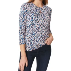 Blusa Multicolor Con Cuello Redondo Y Manga 7,8 Mujer