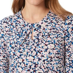 Blusa Multicolor Con Cuello Redondo Y Manga 7,8 Mujer -Tienda Barata Femvesti 43123087 x3