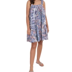 Vestido De Playa Corto Con Flores Mujer