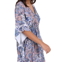 Kaftan De Playa Con Full Print Y Manga Corta Mujer -Tienda Barata Femvesti 43130132 x3