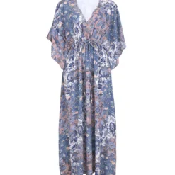 Kaftan De Playa Con Full Print Y Manga Corta Mujer -Tienda Barata Femvesti 43130132 x4
