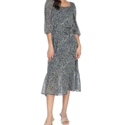 Vestido Midi Con Flores Mujer