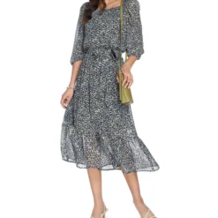 Vestido Midi Con Flores Mujer -Tienda Barata Femvesti 43133829 x3