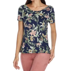 Blusa Manga Corta Con Flores Mujer