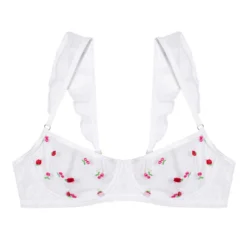 Brasier Con Bordado De Cerezas Y Manzanas -Tienda Barata Femvesti 43137818 x4