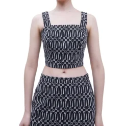 ADOLFO DOMINGUEZ Blusa Crop Top Con Figuras Sin Mangas Mujer