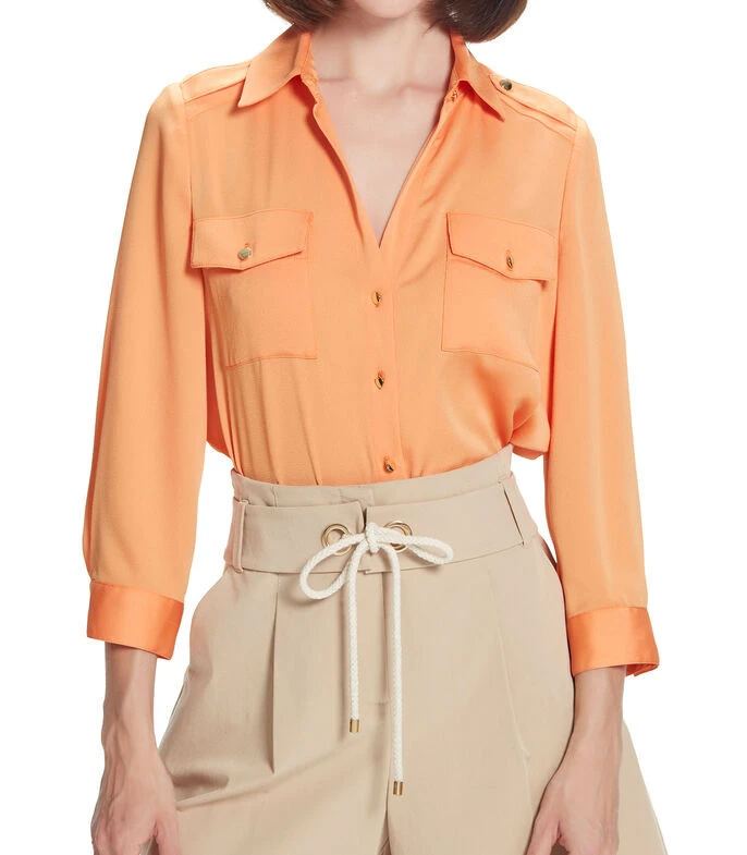 Blusa Satín Con Manga 7,8 Mujer 4 Blusa Satín Con Manga 7,8 Mujer - Imagen 4