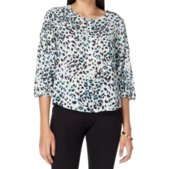 Blusa De Animal Print Con Manga 3,4 Mujer